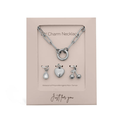 18K Gold PVD Stainless Steel Cherry Love Charm Holder Necklace Gift Set