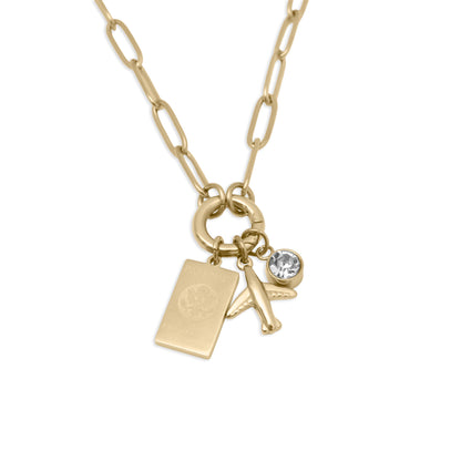 18K Gold PVD Stainless Steel Travel Charm Holder Necklace Gift Set