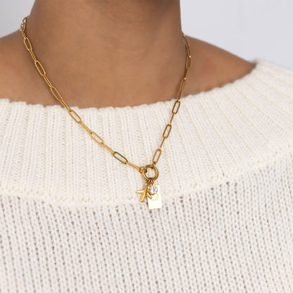 18K Gold PVD Stainless Steel Travel Charm Holder Necklace Gift Set