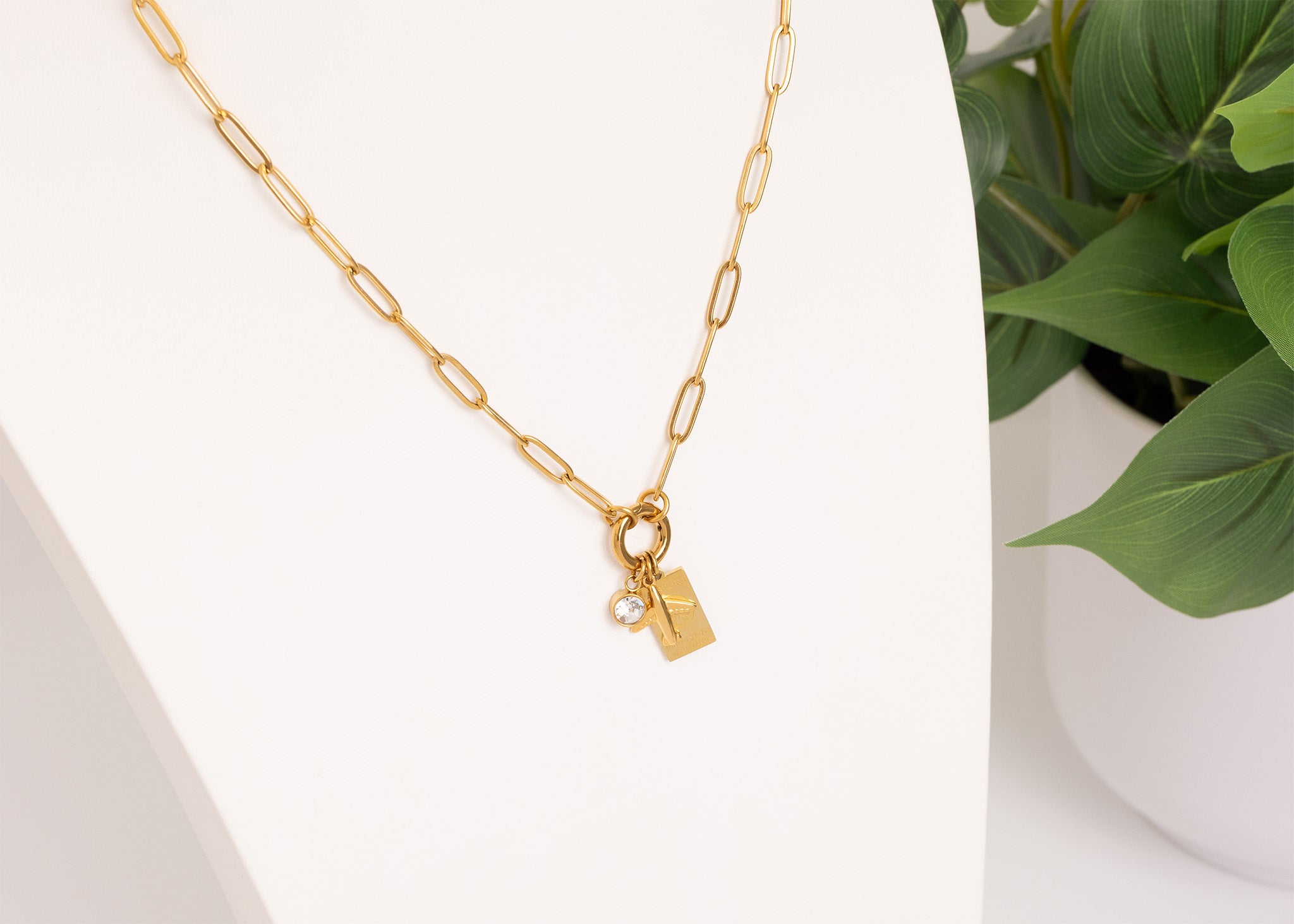 18K Gold PVD Stainless Steel Travel Charm Holder Necklace Gift Set