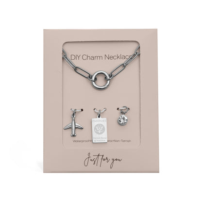 18K Gold PVD Stainless Steel Travel Charm Holder Necklace Gift Set