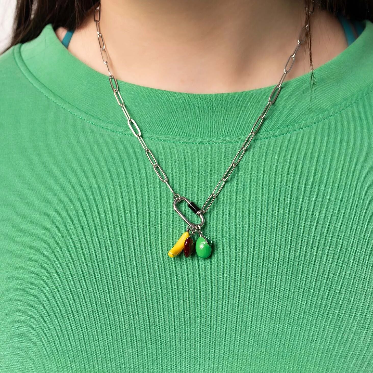 Stainless Steel Colorful Carabiner Necklace