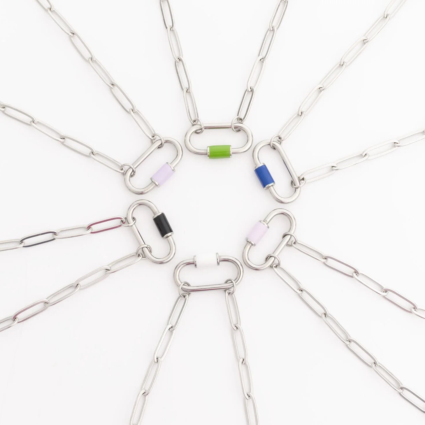 Stainless Steel Colorful Carabiner Necklace