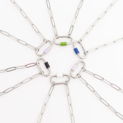 Stainless Steel Colorful Carabiner Necklace