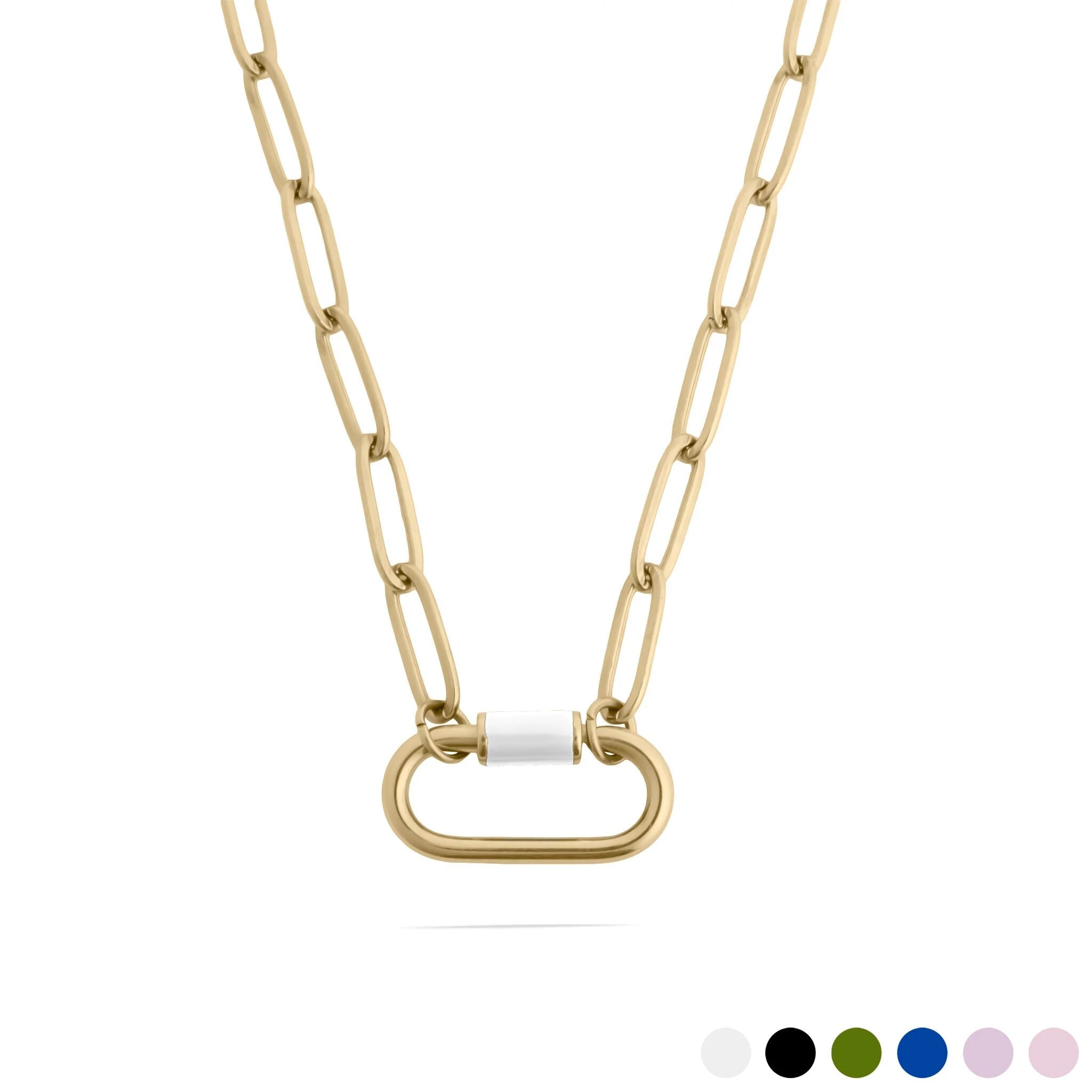 18K Gold PVD Colorful Carabiner Necklace