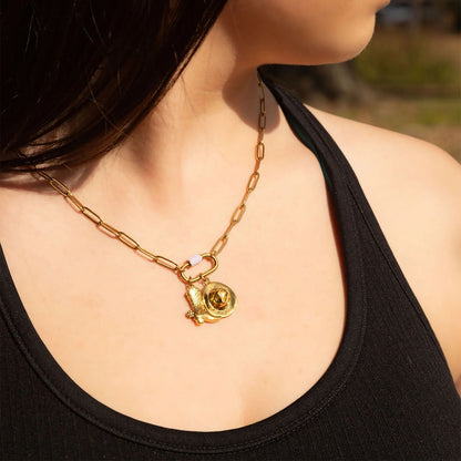18K Gold PVD Colorful Carabiner Necklace