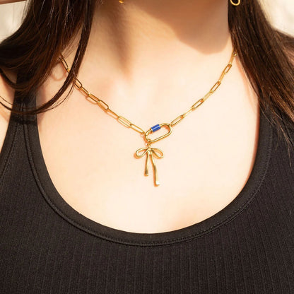 18K Gold PVD Colorful Carabiner Necklace
