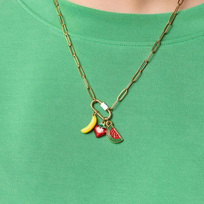 18K Gold PVD Colorful Carabiner Necklace
