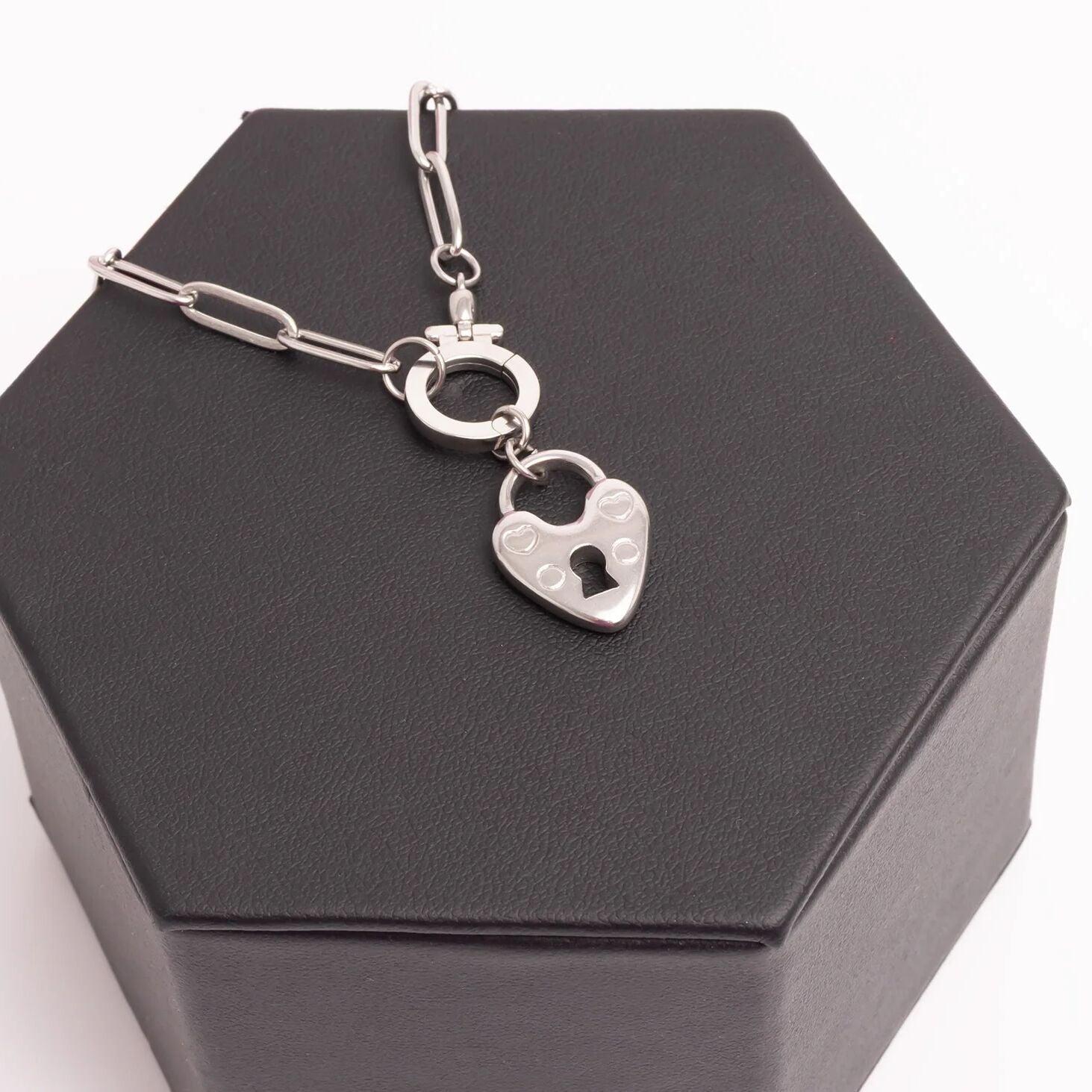 18K Gold PVD Stainless Steel Circle Carabiner Necklace