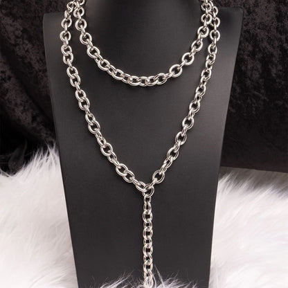 18K Gold PVD Stainless Steel Chunky Chain Lariat Necklace