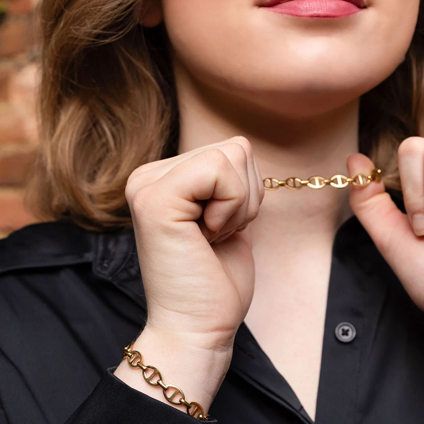 18K Gold PVD Stainless Steel Thick Oval Chain Necklace