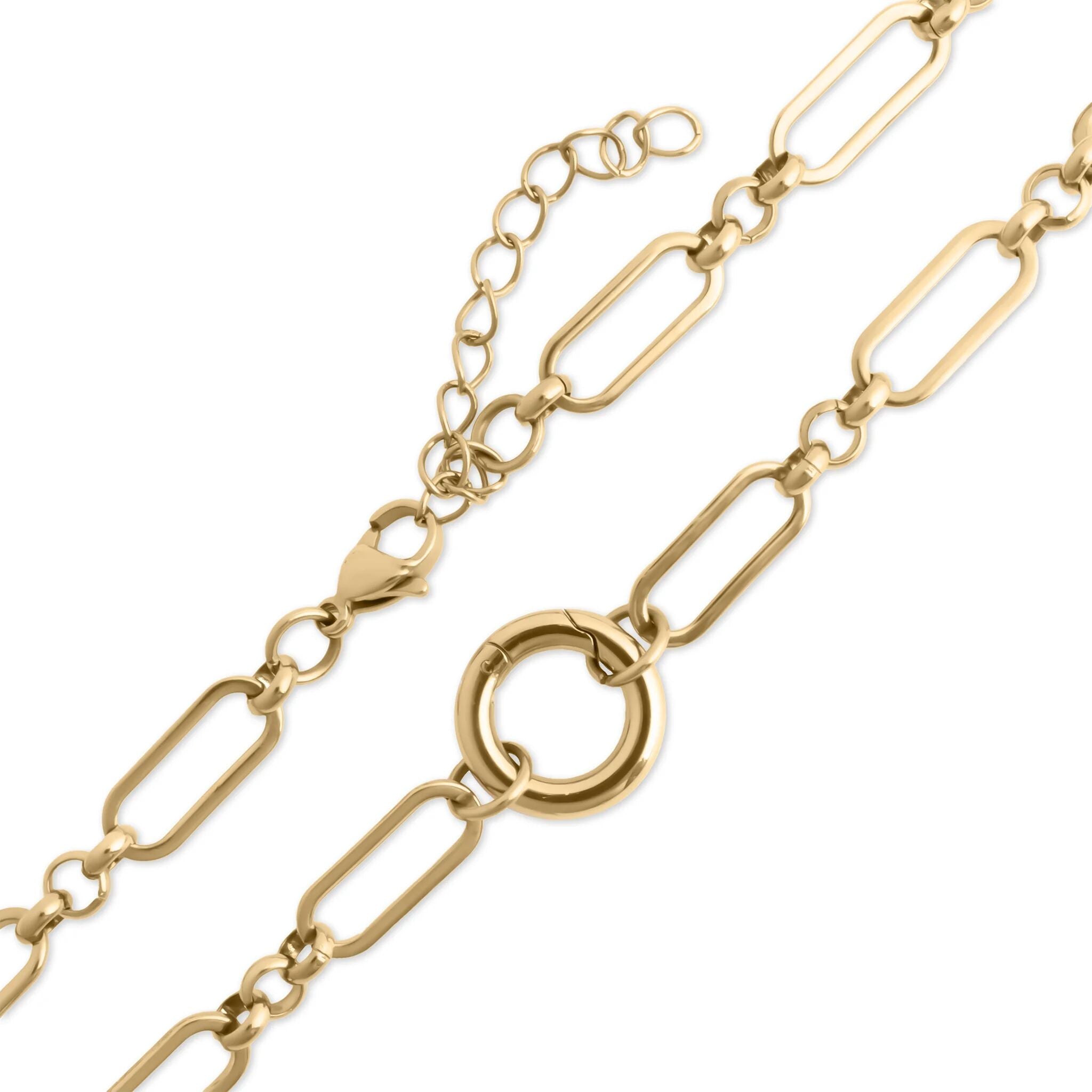 18K Gold PVD Stainless Steel Long Paperclip Charm Holder Necklace