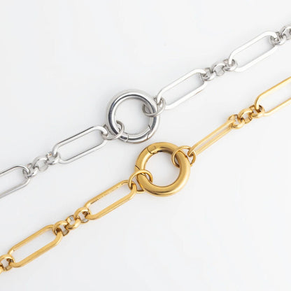 18K Gold PVD Stainless Steel Long Paperclip Charm Holder Necklace
