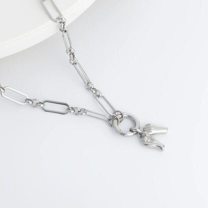 18K Gold PVD Stainless Steel Long Paperclip Charm Holder Necklace
