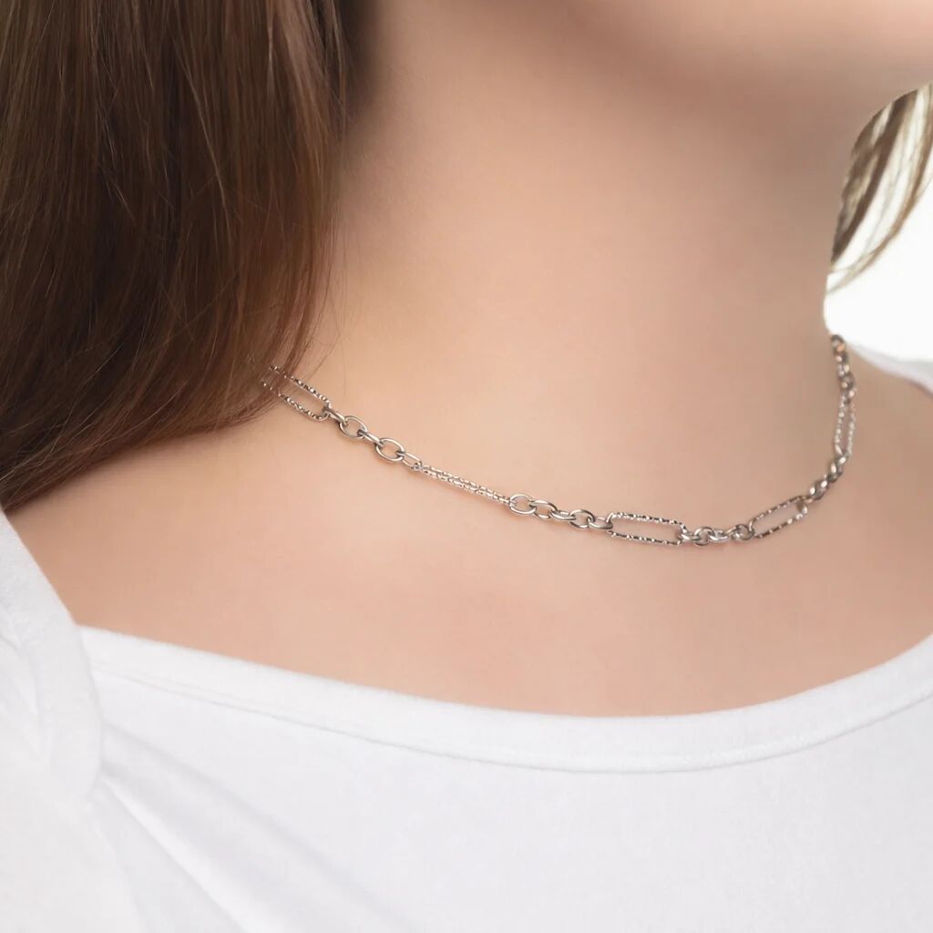 18K Gold PVD Stainless Steel Long Paperclip Textured Chain Necklace
