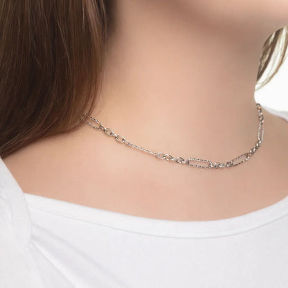 18K Gold PVD Stainless Steel Long Paperclip Textured Chain Necklace
