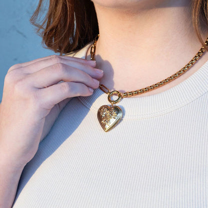 18k Gold PVD Stainless Steel Box Paperclip Charm Holder Necklace