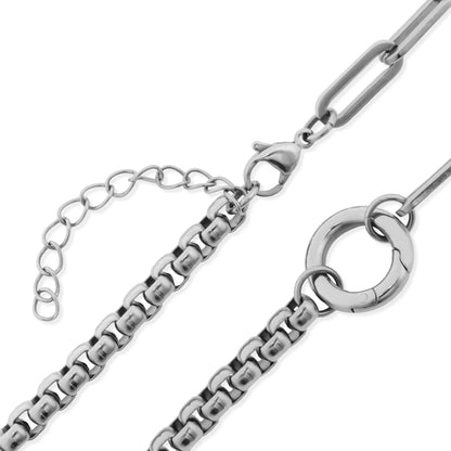 18k Gold PVD Stainless Steel Box Paperclip Charm Holder Necklace