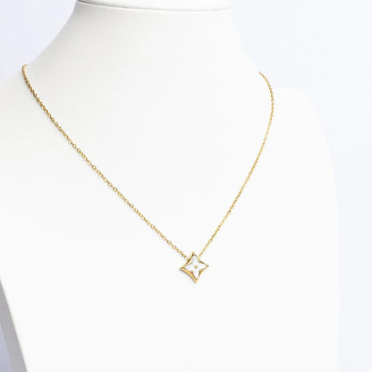18K Gold PVD Stainless Steel Mother Of Pearl Star Pendant Necklace
