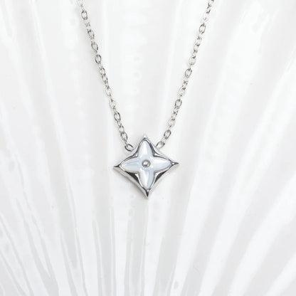 18K Gold PVD Stainless Steel Mother Of Pearl Star Pendant Necklace
