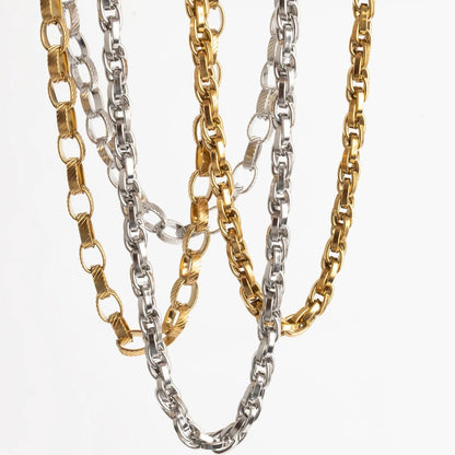 18K Gold PVD Stainless Steel Twisted Oval Chain Necklace