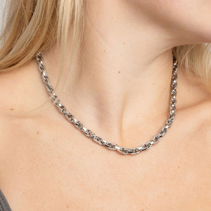 18K Gold PVD Stainless Steel Twisted Oval Chain Necklace