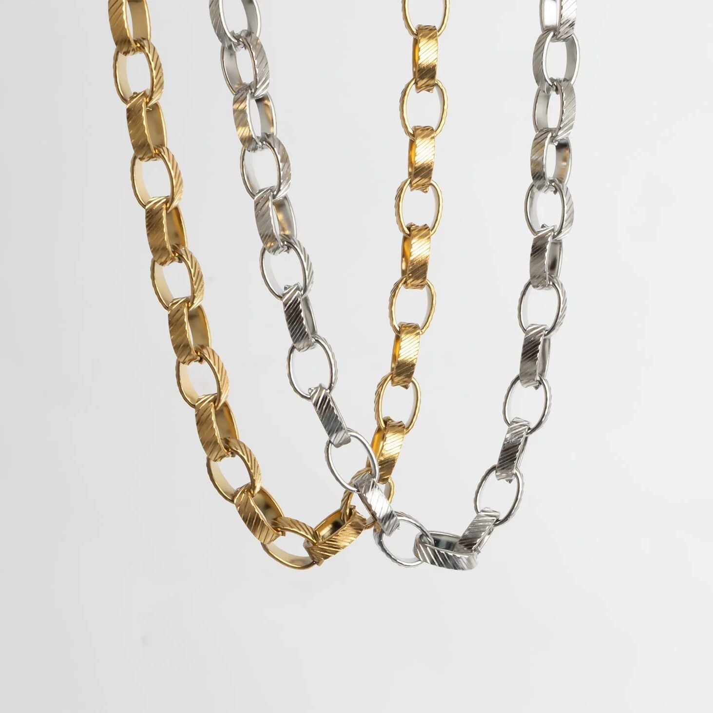 18K Gold PVD Stainless Steel Thick Oval Chain Necklace