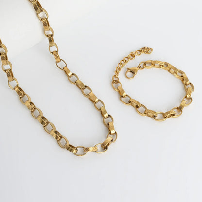 18K Gold PVD Stainless Steel Thick Oval Chain Necklace