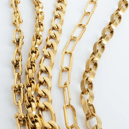 18K Gold PVD Stainless Steel Thick Oval Chain Necklace