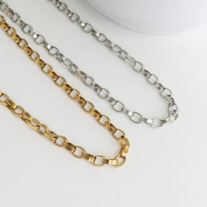 18K Gold PVD Stainless Steel Thick Oval Chain Necklace