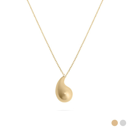 Gold Tear Drop Charm Necklace on a white background