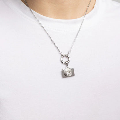 18K Gold PVD Stainless Steel Loop Chain Charm Holder Necklace