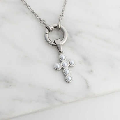 18K Gold PVD Stainless Steel Loop Chain Charm Holder Necklace