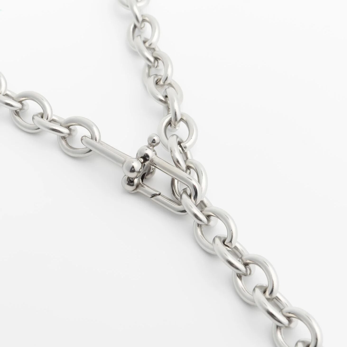 18K Gold PVD Stainless Steel Y Necklace with Horse shoe Carabiner