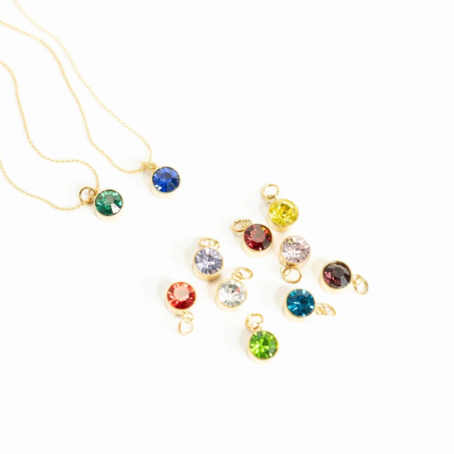 18K Gold PVD Stainless Steel Round Birthstone Charm 8mm