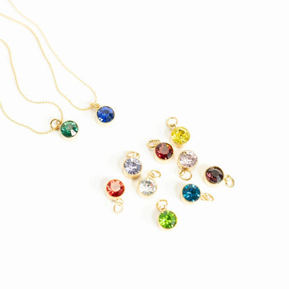 18K Gold PVD Stainless Steel Round Birthstone Charm 8mm