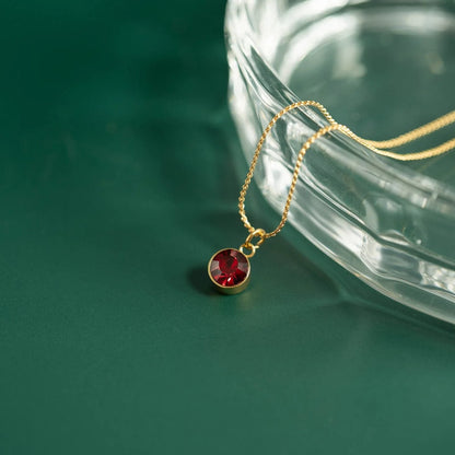 18K Gold PVD Stainless Steel Round Birthstone Charm 8mm