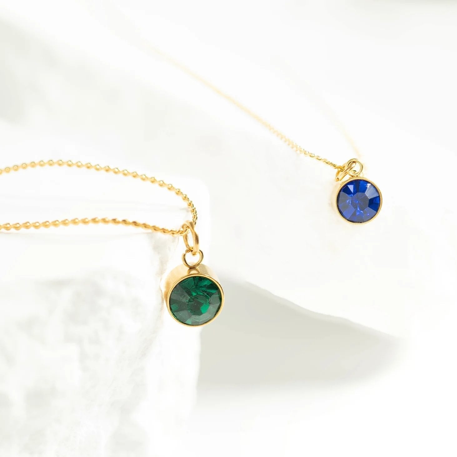 18K Gold PVD Stainless Steel Round Birthstone Charm 8mm