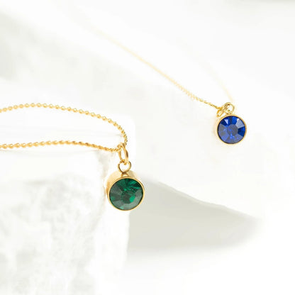 18K Gold PVD Stainless Steel Round Birthstone Charm 8mm