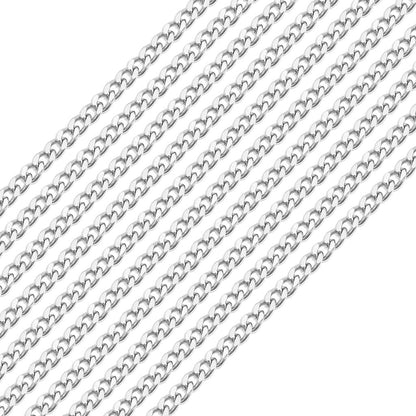 10 Pack - 4mm 24" Stainless Steel Diamond Cut Curb Chain Necklace