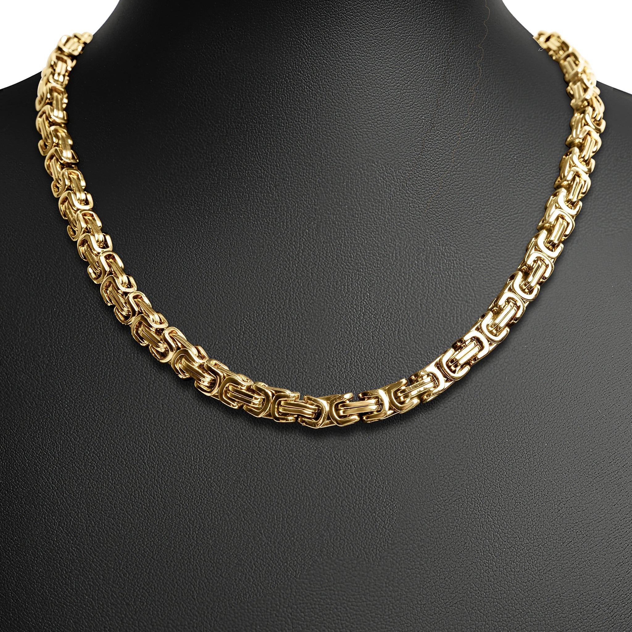 Stainless Steel 18K Gold PVD Coated Byzantine Chain Necklace