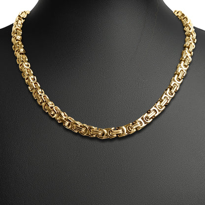 Stainless Steel 18K Gold PVD Coated Byzantine Chain Necklace
