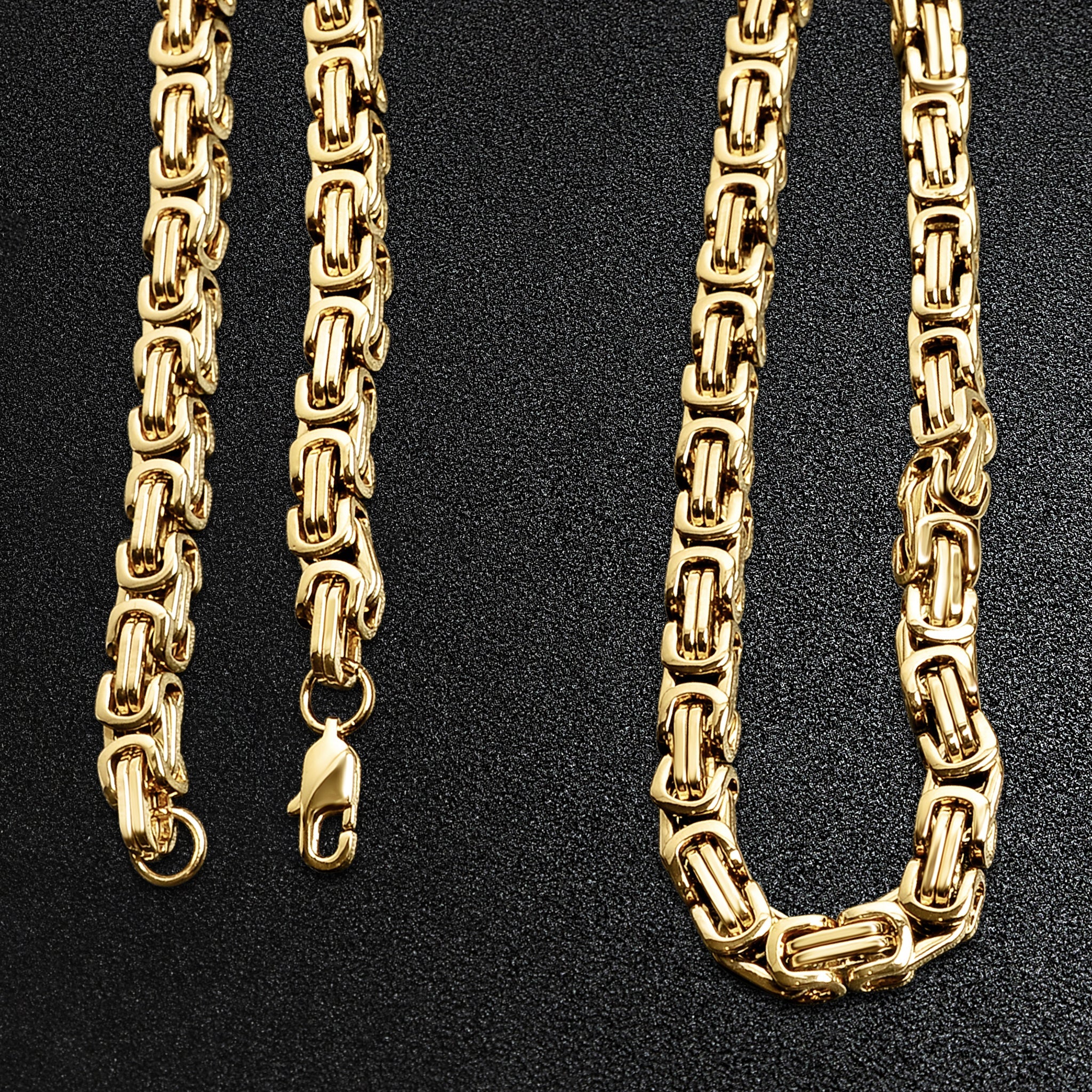 Stainless Steel 18K Gold PVD Coated Byzantine Chain Necklace