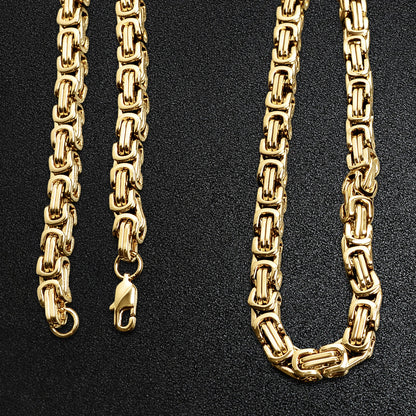 Stainless Steel 18K Gold PVD Coated Byzantine Chain Necklace