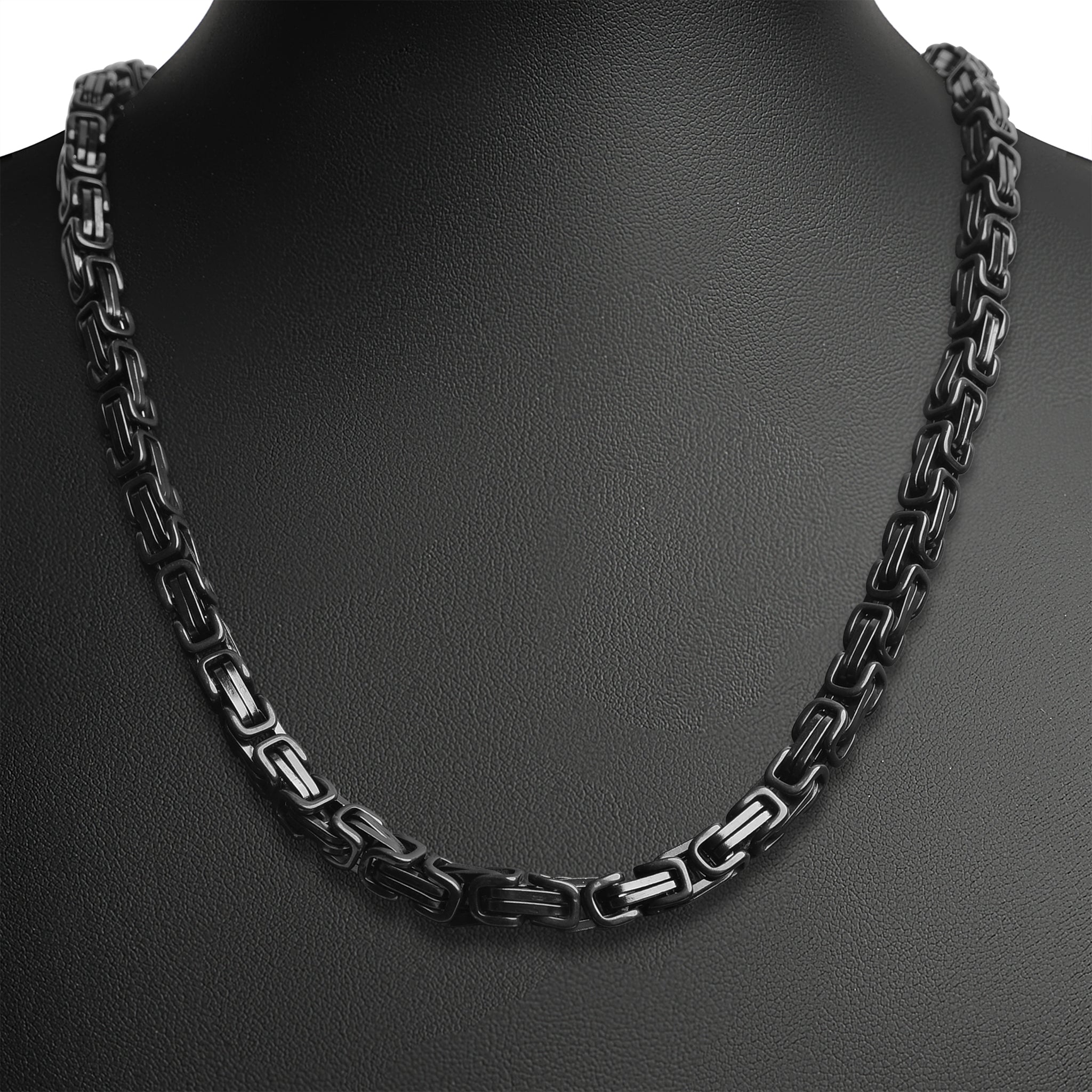 Stainless Steel Black Byzantine Chain Necklace