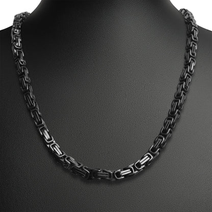 Stainless Steel Black Byzantine Chain Necklace
