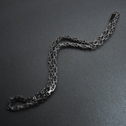 Stainless Steel Black Byzantine Chain Necklace