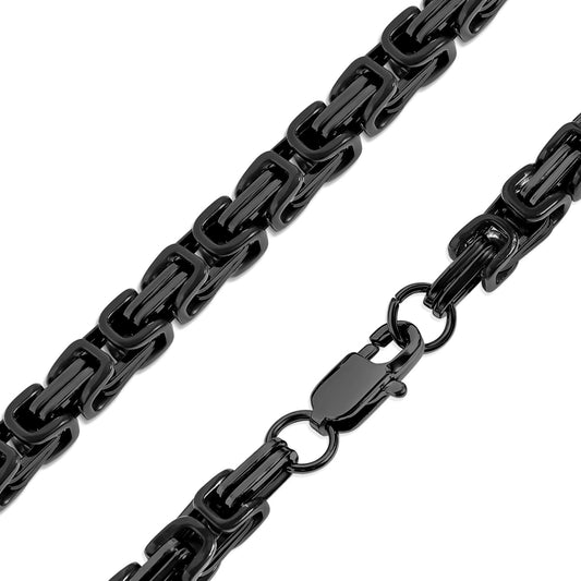 Stainless Steel Black Byzantine Chain Necklace