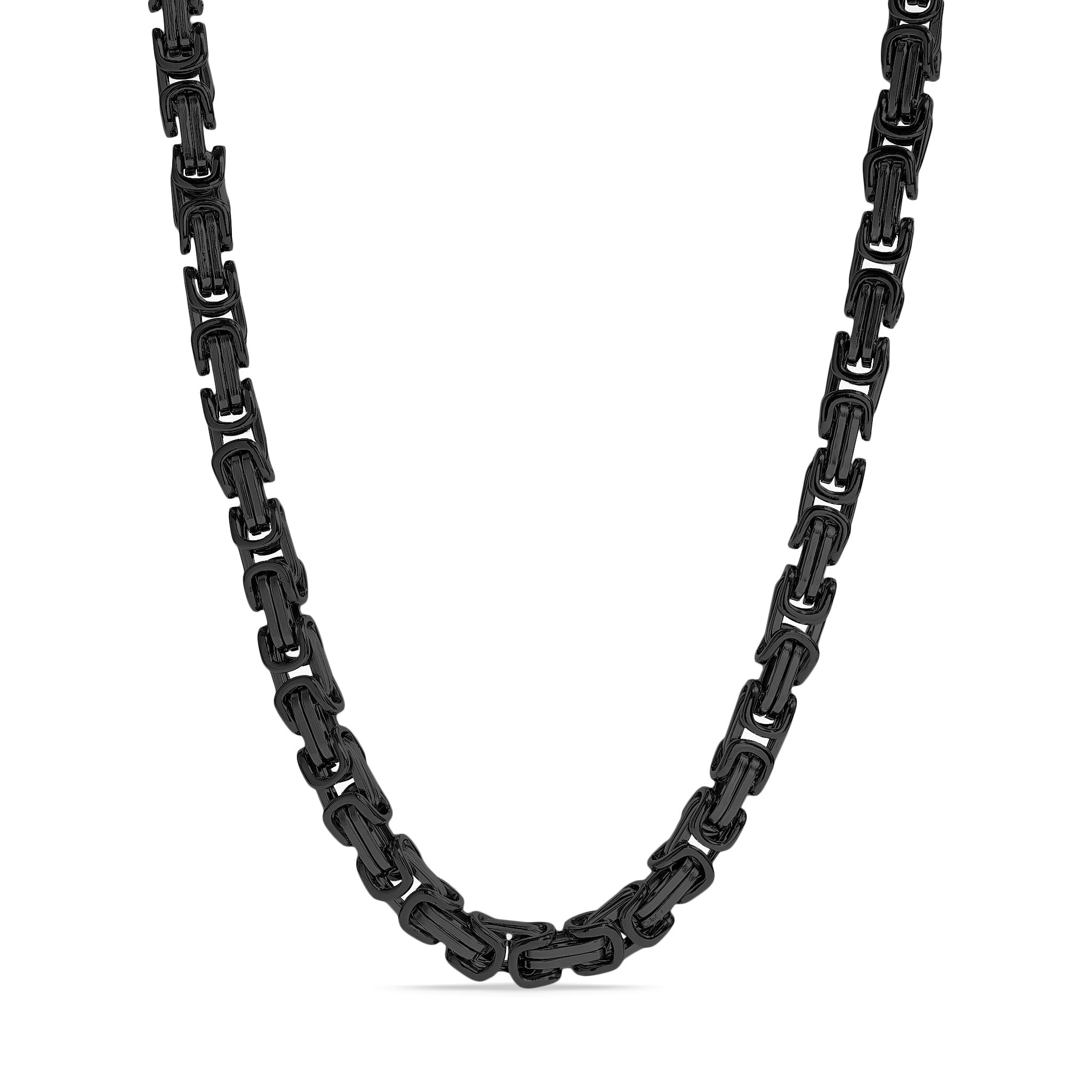 Stainless Steel Black Byzantine Chain Necklace