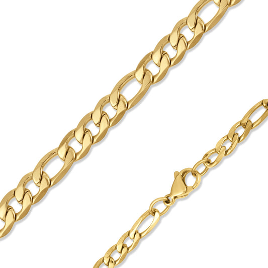 18K Gold PVD Stainless Steel Figaro Chain Necklace